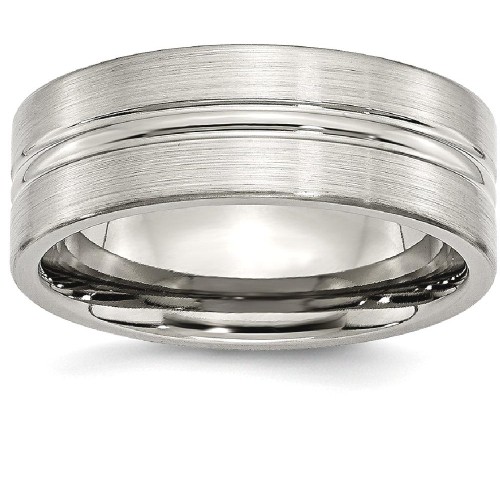 IceCarats Titanium Grooved 8mm Brushed Wedding Ring Band Size 12.00