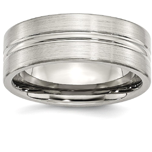 IceCarats Titanium Grooved 8mm Brushed Wedding Ring Band Size 9.50