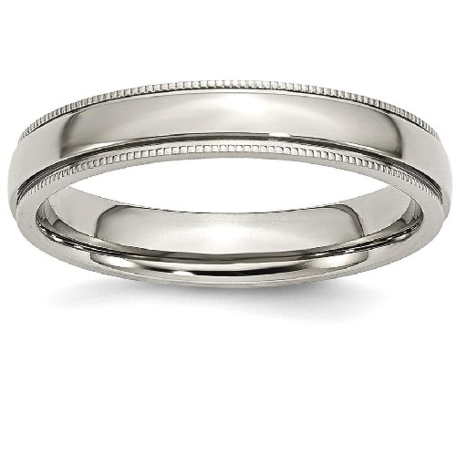IceCarats Titanium Grooved Beaded Edge 4mm Wedding Ring Band Size 9.50 Classic Milgrain