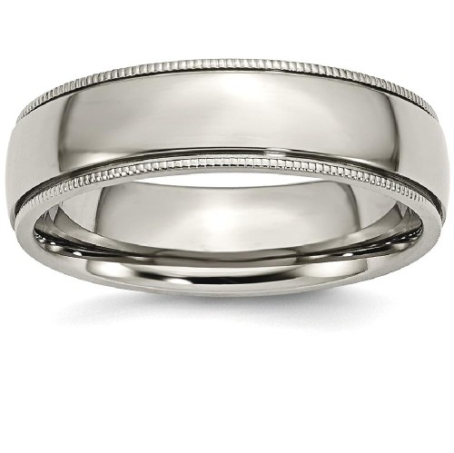 IceCarats Titanium Grooved Beaded Edge 6mm Wedding Ring Band Size 10.50 Classic Milgrain