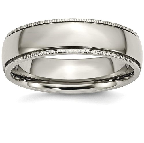 IceCarats Titanium Grooved Beaded Edge 6mm Wedding Ring Band Size 9.00 Classic Milgrain