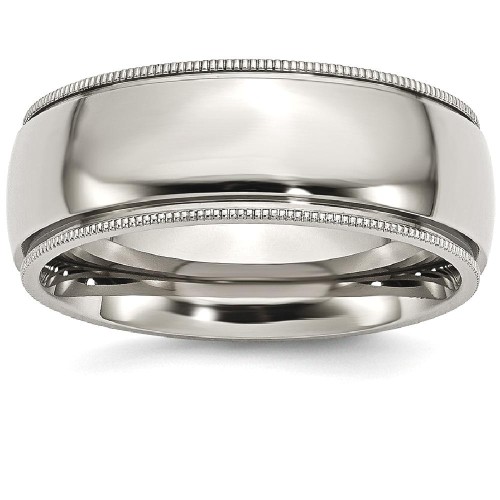 IceCarats Titanium Grooved Beaded Edge 8mm Wedding Ring Band Size 10.50 Classic Milgrain