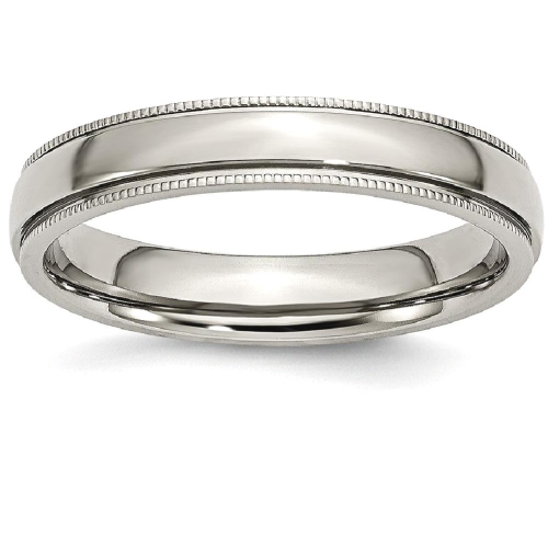 IceCarats Titanium Grooved Beaded Edge 4mm Wedding Ring Band Size 10.50 Classic Milgrain