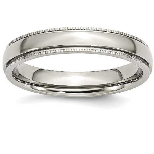 IceCarats Titanium Grooved Beaded Edge 4mm Wedding Ring Band Size 4.00 Classic Milgrain