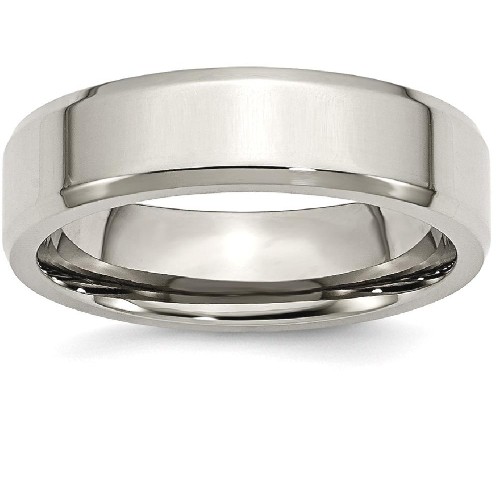 Bague de mariage en titane à bord biseauté de 6 mm IceCarats taille 6.00, tranche plate classique