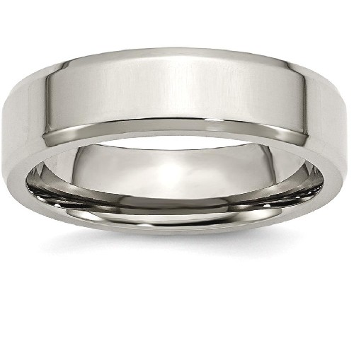 IceCarats Titanium Beveled Edge 6mm Wedding Ring Band Size 7.00 Classic Flat Wedge