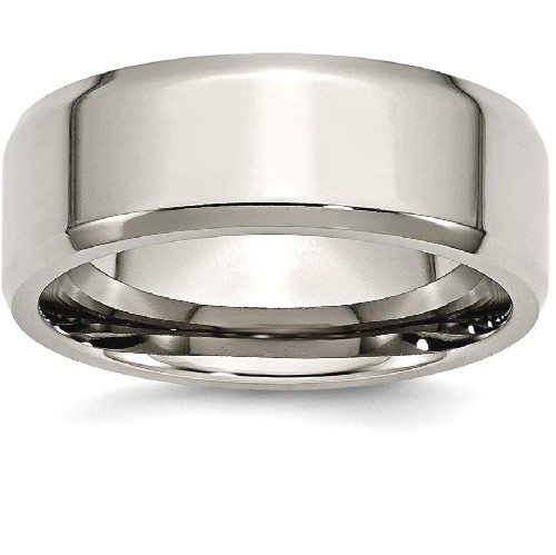 IceCarats Titanium Beveled Edge 8mm Wedding Ring Band Size 10.00 Classic Flat Wedge