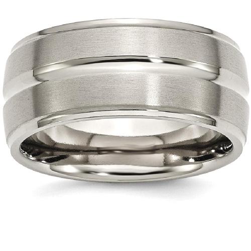 IceCarats Titanium Grooved Ridged Edge 10mm Brushed Wedding Ring Band Size 10.00