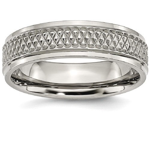 IceCarats Titanium Ridged Edge Weave Design 6mm Wedding Ring Band Size 11.50 Fancy