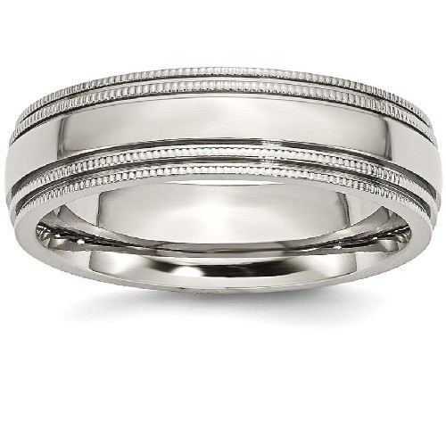 IceCarats Titanium Grooved Beaded Edge 6mm Wedding Ring Band Size 9.50 Classic Milgrain