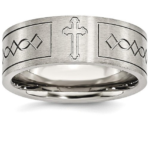 IceCarats Titanium Cross Religious Design Flat 8mm Brushed Wedding Ring Band Size 10.00 Designed