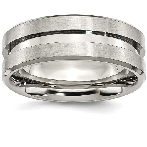 IceCarats Titanium Grooved 8mm Brushed Wedding Ring Band Size 11.50