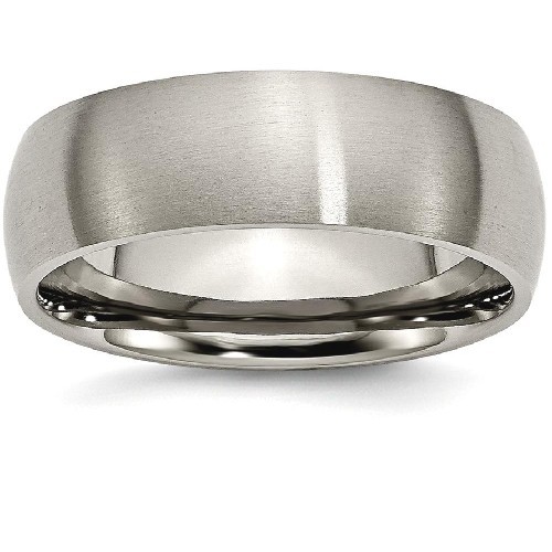 IceCarats Titanium 7mm Brushed Wedding Ring Band Size 10.50 Classic Domed
