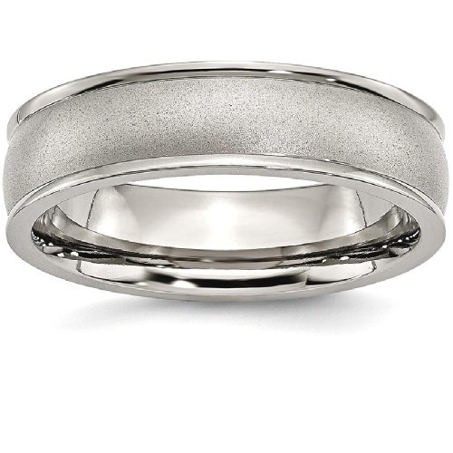 IceCarats Titanium Ridged Edge 6mm Wedding Ring Band Size 13.50 Classic Domed Wedge