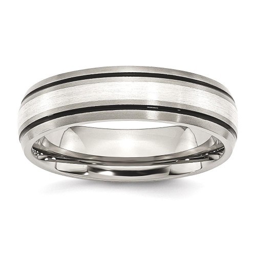 IceCarats Titanium Grooved 925 Sterling Silver Inlay 6mm Brushed/ Wedding Ring Band Size 13.00 Preciou Metal