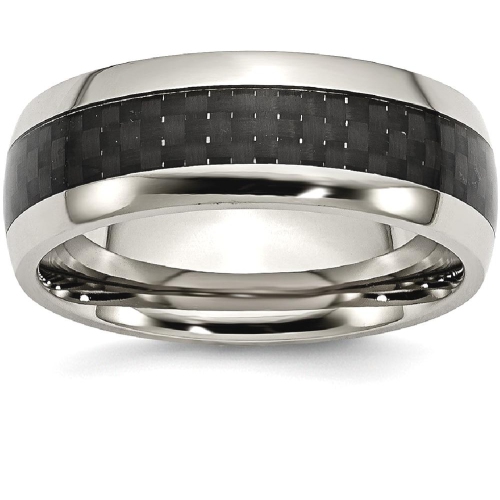 IceCarats Titanium Black Carbon Fiber Inlay 8mm Wedding Ring Band Size 14.50 Type Of