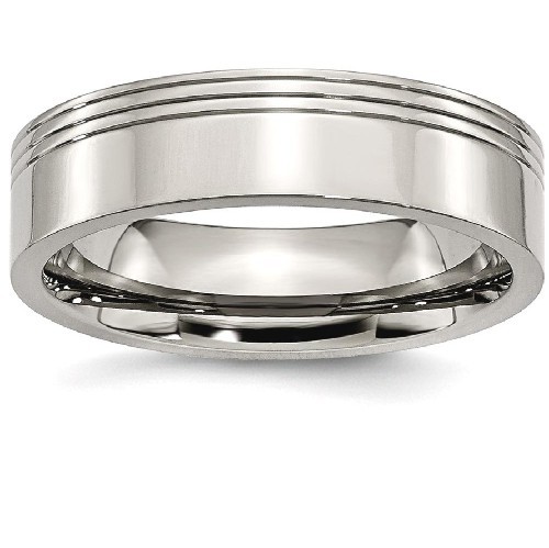 IceCarats Titanium Grooved 6mm Wedding Ring Band Size 6.50