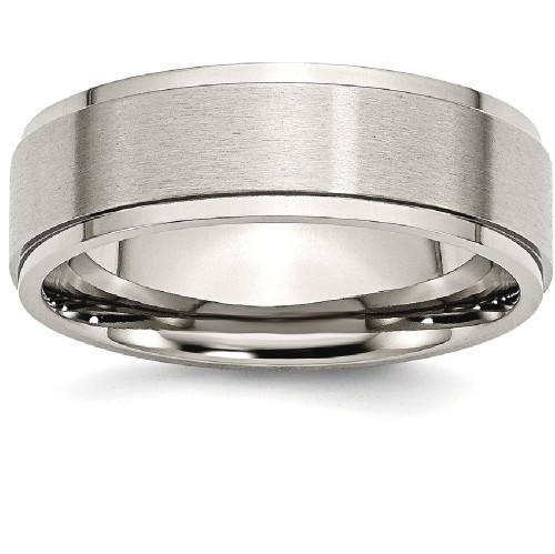 IceCarats Titanium Ridged Edge 7mm Brushed Wedding Ring Band Size 5.00 Classic Flat Wedge