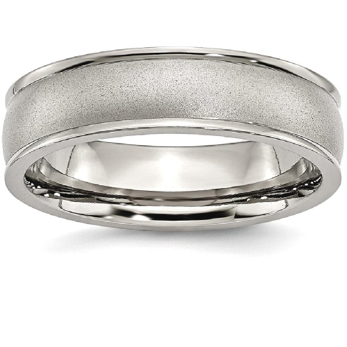 IceCarats Titanium Ridged Edge 6mm Wedding Ring Band Size 11.50 Classic Domed Wedge