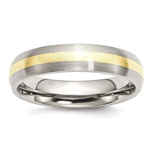 IceCarats Titanium 14k Yellow Inlay 5mm Brushed Wedding Ring Band Size 8.00 Preciou Metal
