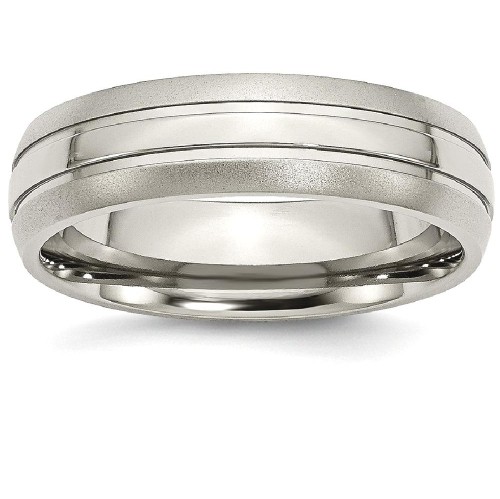 IceCarats Titanium Grooved 6mm Brushed Wedding Ring Band Size 10.50