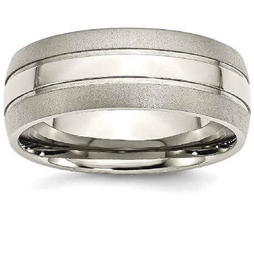 IceCarats Titanium Grooved 8mm Brushed Wedding Ring Band Size 14.00