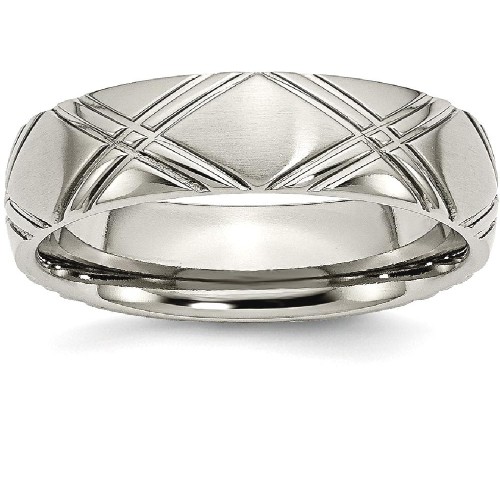 IceCarats Titanium Criss Cross Religious Design 6mm Brushed Wedding Ring Band Size 8.50 Fancy