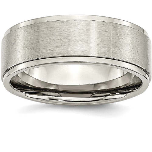 IceCarats Titanium Ridged Edge 8mm Brushed Wedding Ring Band Size 13.50 Classic Flat Wedge