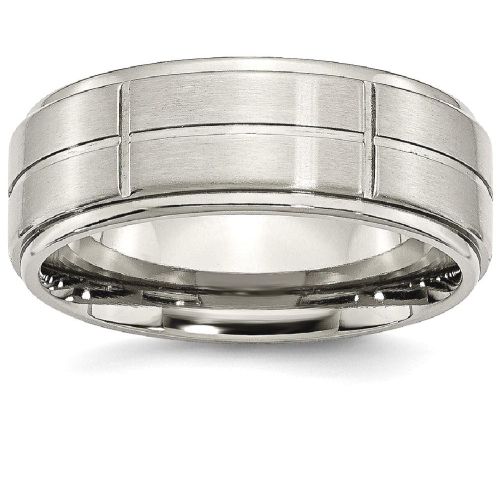 IceCarats Titanium Grooved Ridged Edge 8mm Wedding Ring Band Size 13.00