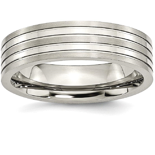 IceCarats Titanium Grooved 6mm Brushed Wedding Ring Band Size 6.00