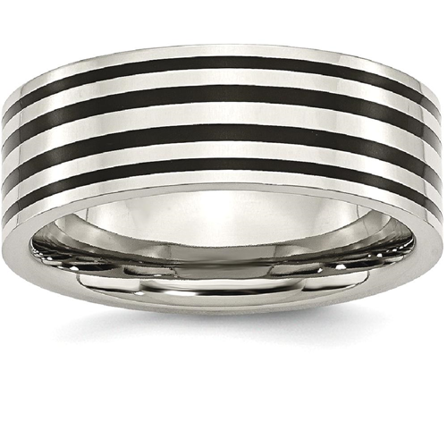 IceCarats Titanium Black Enamel Flat 8mm Wedding Ring Band Size 6.00