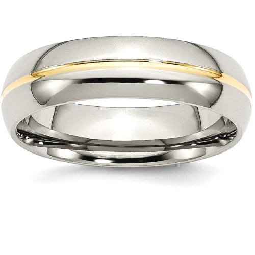 IceCarats Titanium Yellow Plated Grooved 6mm Wedding Ring Band Size 10.00