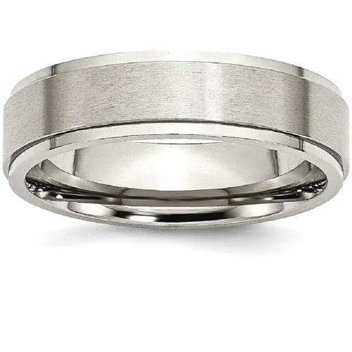 IceCarats Titanium Ridged Edge 6mm Brushed Wedding Ring Band Size 9.00 Classic Flat Wedge
