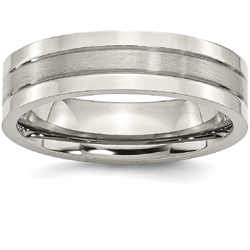 IceCarats Titanium Grooved 6mm Brushed Wedding Ring Band Size 7.00