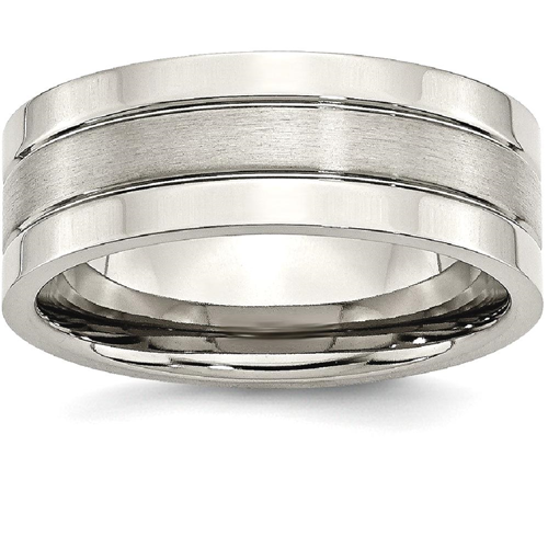 IceCarats Titanium Grooved 8mm Brushed Wedding Ring Band Size 12.00