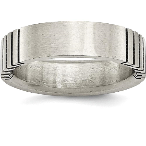 IceCarats Titanium Flat Grooved 6mm Brushed Wedding Ring Band Size 9.50