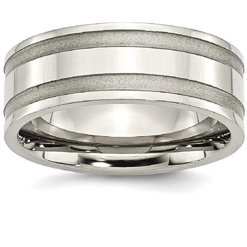 IceCarats Titanium Grooved 8mm Brushed Wedding Ring Band Size 10.50