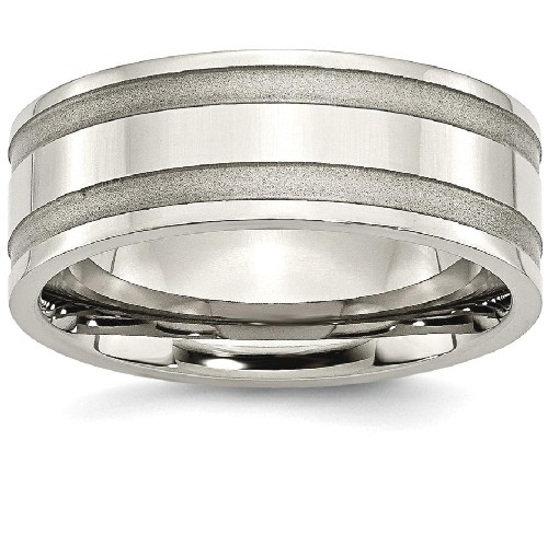IceCarats Titanium Grooved 8mm Brushed Wedding Ring Band Size 7.50