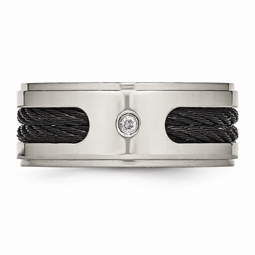 IceCarats Titanium Black Plated Cables Diamond 10mm Wedding Ring
