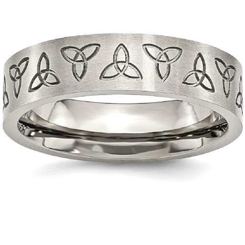 IceCarats Titanium Flat Engraved Trinity Symbol Brushed 6mm Wedding Ring Band Size 6.00 Designed Religious Celtic