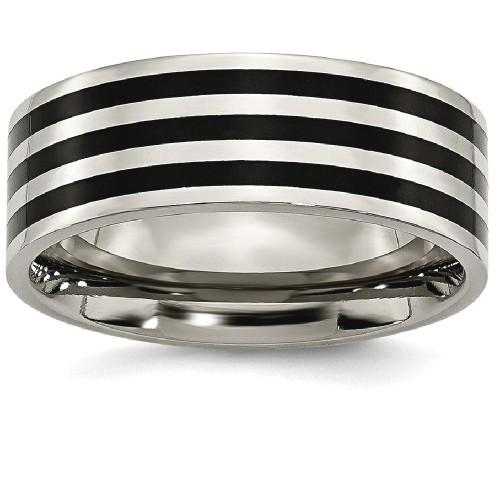 IceCarats Titanium 8mm Black Plated Wedding Ring Band Size 9.50