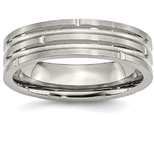 IceCarats Titanium Grooved 6mm Wedding Ring Band Size 10.00