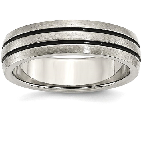 IceCarats Titanium Enameled Grooved 6mm Wedding Ring Band Size 13.00