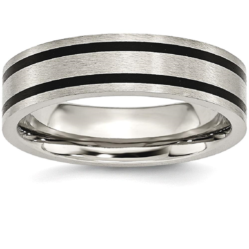 IceCarats Titanium Brushed Enameled Flat 6mm Wedding Ring Band Size 9.50