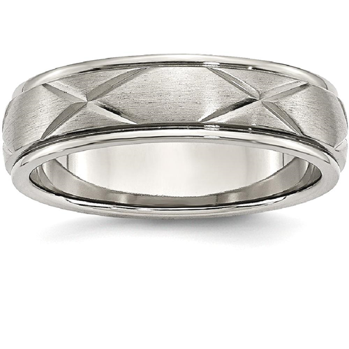 IceCarats Titanium X Design 6mm Wedding Ring Band Size 6.50 Fancy