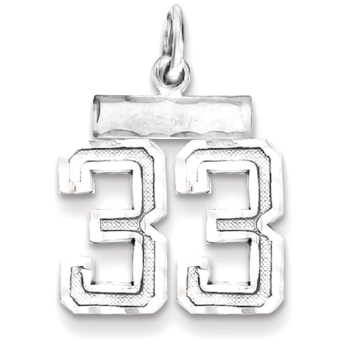 IceCarats 925 Sterling Silver Small #33 Pendant Charm Necklace Sport Number
