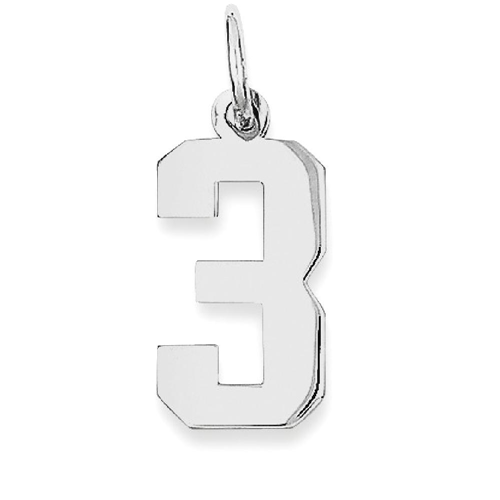 IceCarats 925 Sterling Silver Small Number 3 Sport