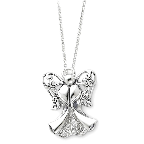 IceCarats 925 Sterling Silver Cubic Zirconia Cz Angel Of Strength 18 Inch Chain Necklace Religious Inspirational