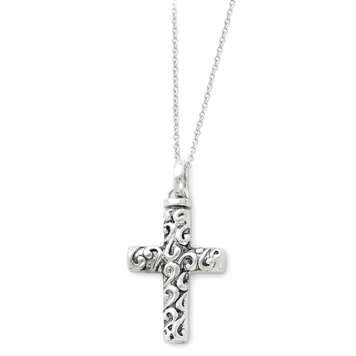 IceCarats 925 Sterling Silver Cross Religious Remembrance Ash Holder 18 Inch Chain Necklace Crucifix Inspirational