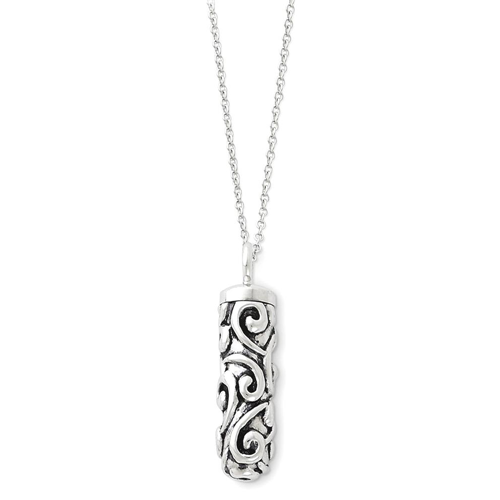 IceCarats 925 Sterling Silver Cylinder Remembrance Ash Holder 18 Inch Chain Necklace Inspirational